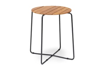 Hillerstorp Oas rundt kafébord og kaffe-ute bord utendørs 56 cm tre teak - Brun/svart - Hagemøbler & utemiljø - Hagebord - Sidebord utendørs