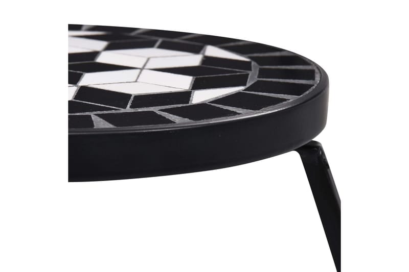 Mosaikkbord 3 stk svart og hvit keramikk - Svart - Sidebord utendørs