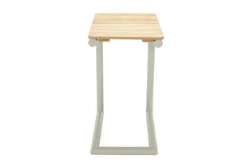 Portals Sidebord 47 cm - Hvit/Tre - Hagemøbler & utemiljø - Hagebord - Sidebord utendørs