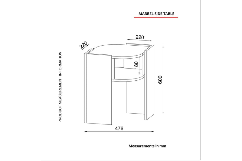 Sidebord Mathon 48 cm - Valnøtt|Grå|Svart - Sidebord utendørs
