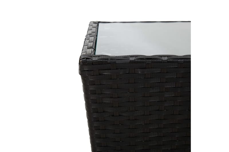 Tebord svart 41,5x41,5x43 cm polyrotting og herdet glass - Svart - Sidebord utendørs