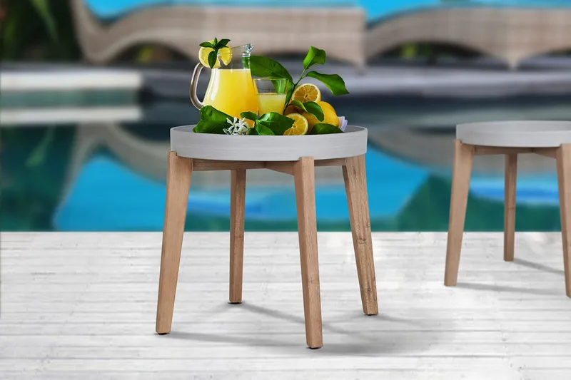 Avlastningsbord SANDSTONE D61xH50cm - Hagemøbler & utemiljø - Hagebord - Loungebord & Sofabord utendørs