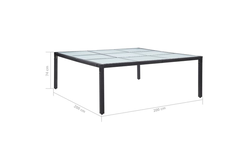 Hagebord svart 200x200x74 cm polyrotting - Loungebord & Sofabord utendørs