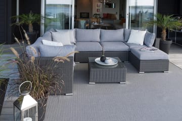 Hillerstorp Madison sofabord og loungebord utendørs 64 cm kunstrattan glass - Svart - Hagemøbler & utemiljø - Hagebord - Loungebord & Sofabord utendørs