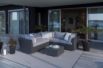 Hillerstorp Madison sofabord og loungebord utendørs 64 cm kunstrattan glass - Svart - Hagemøbler & utemiljø - Hagebord - Loungebord & Sofabord utendørs