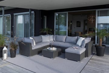 Hillerstorp Madison sofabord og loungebord utendørs 64 cm kunstrattan glass - Svart - Hagemøbler & utemiljø - Hagebord - Loungebord & Sofabord utendørs