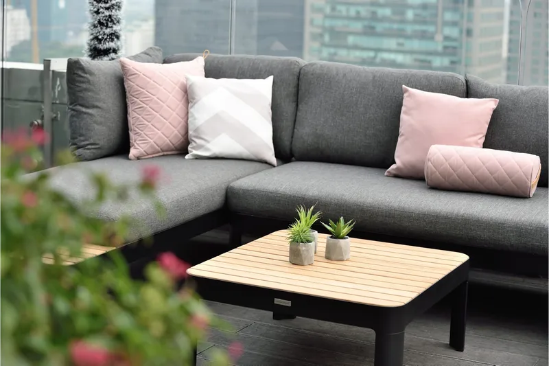 Portals Cafébord 72 cm - Svart/Tre - Hagemøbler & utemiljø - Hagebord - Loungebord & Sofabord utendørs