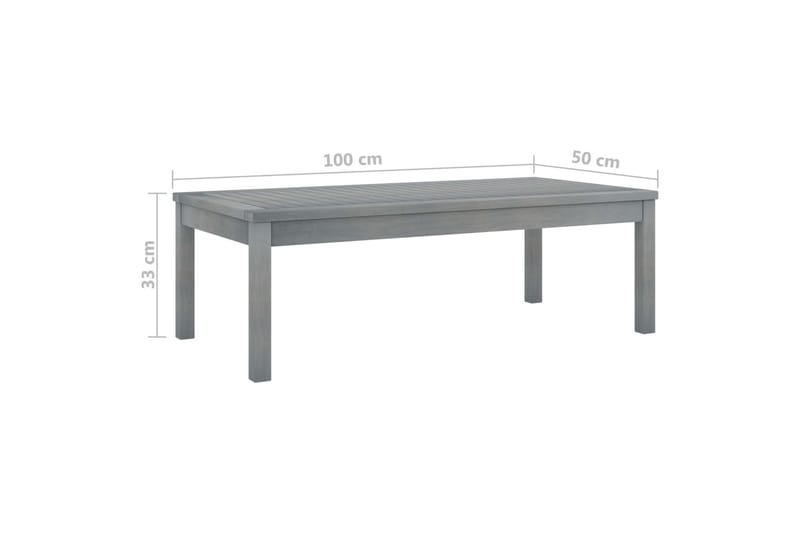 Salongbord 100x50x33 cm grå heltre akasie - Grå - Loungebord & Sofabord utendørs