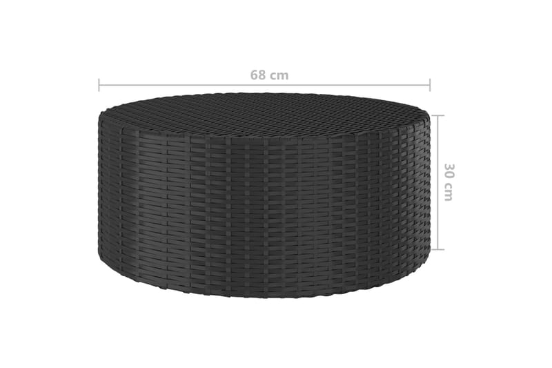 Tebord svart 68x68x30 cm polyrotting - Svart - Loungebord & Sofabord utendørs