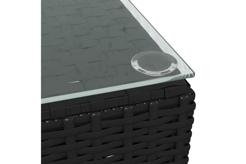 Utendørs salongbord svart 60x60x30 cm polyrotting og glass - Svart - Loungebord & Sofabord utendørs
