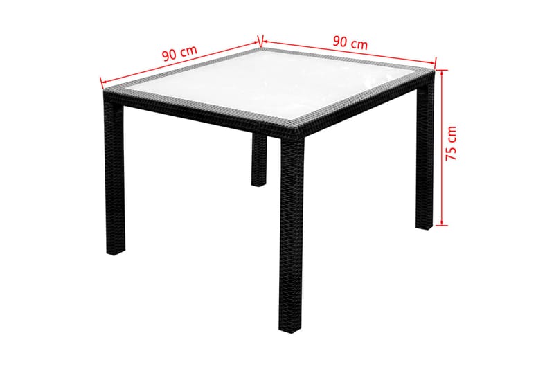 Utendørs spisestue med puter 5 deler polyrotting svart - Loungebord & Sofabord utendørs