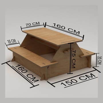 Somira Spisebord utendørs 160 cm - naturlig tre - Hagemøbler & utemiljø - Hagebord - Piknikbord