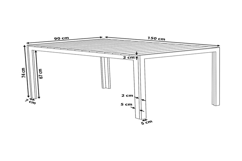 Bord Como 150 cm - Grå - Spisebord ute