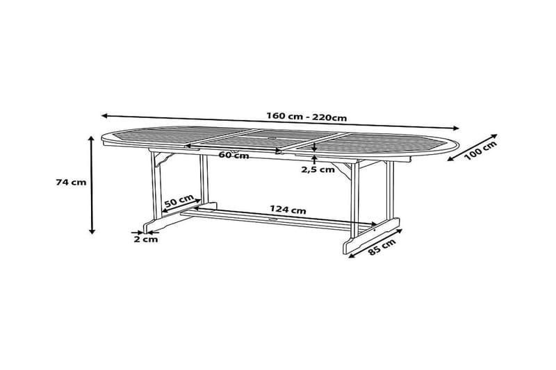 Bord Maui 220 cm - Tre | Natur - Spisebord ute