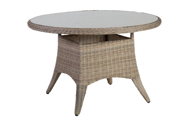 Bord PACIFIC D120xH75 glass/aluminium/gråbeige