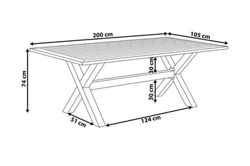 Cascais Hagebord 200 cm - Grå - Hagemøbler & utemiljø - Hagebord - Spisebord ute
