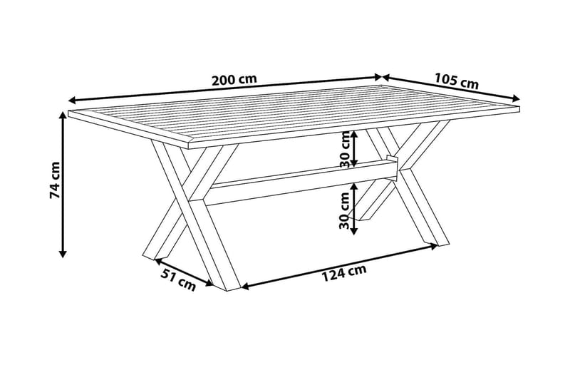 Cascais Hagebord 200 cm - Grå - Hagemøbler & utemiljø - Hagebord - Spisebord ute