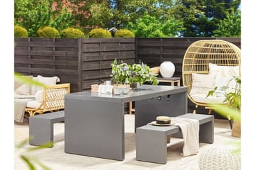 Hagebord 180 x 90 cm grå U-formet TARANTO - Grå - Hagemøbler & utemiljø - Hagebord - Spisebord ute