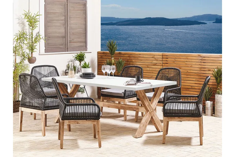 Hagebord 200 x 100 cm hvit OLBIA - hvit - Hagemøbler & utemiljø - Hagebord - Spisebord ute