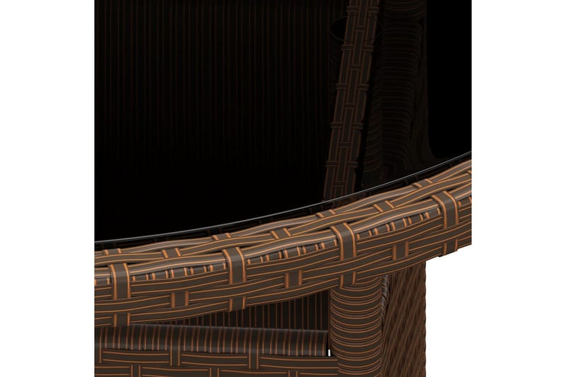 Hagebord 80x75 cm herdet glass og polyrotting brun - Brun - Spisebord ute