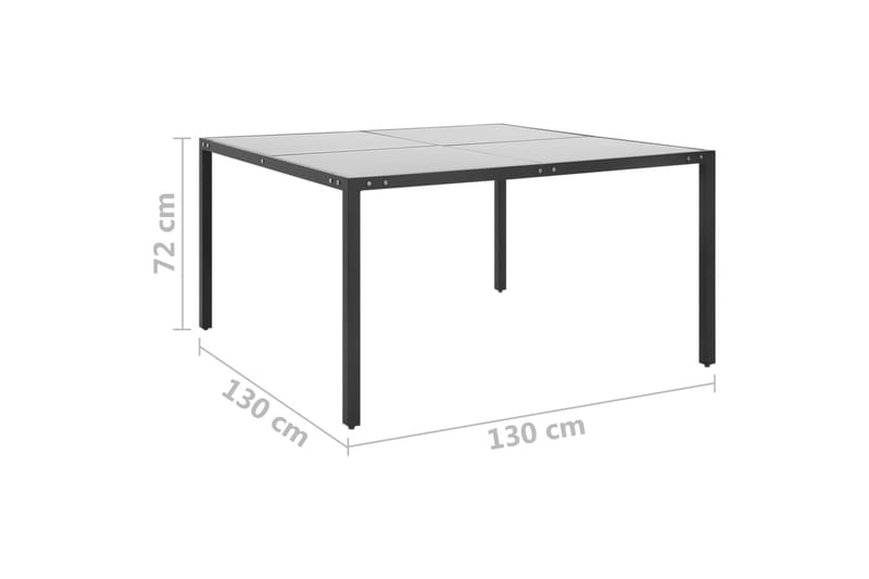 Hagebord antrasitt 130x130x72 cm stål og glass - Antrasittgrå - Spisebord ute