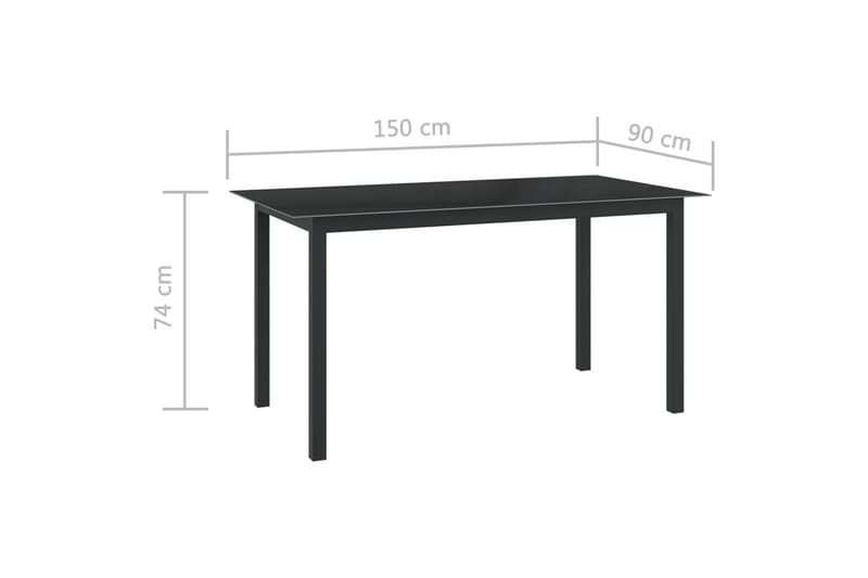 Hagebord antrasitt 150x90x74 cm aluminium og glass - Antrasittgrå - Spisebord ute