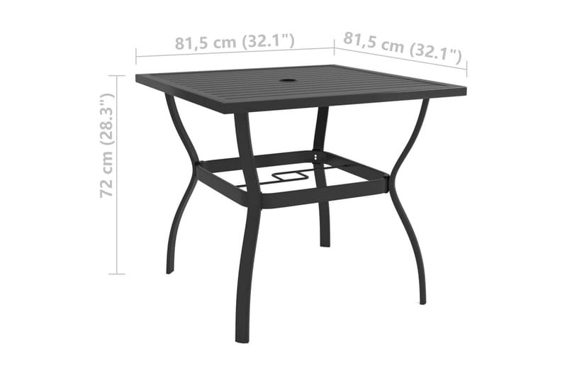 Hagebord antrasitt 81,5x81,5x72 cm stål - Antrasittgrå - Spisebord ute