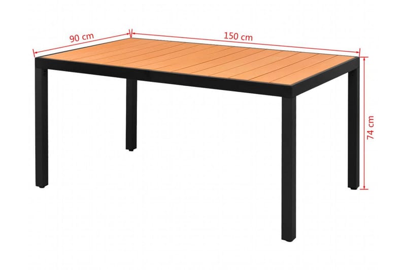 Hagebord brun 150x90x74 cm aluminium og WPC - Brun - Spisebord ute