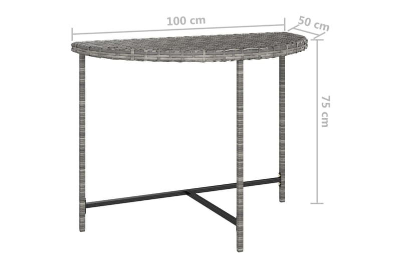 Hagebord grå 100x50x75 cm polyrotting - Grå - Spisebord ute