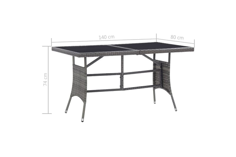 Hagebord grå 140x80x74 cm polyrotting - Spisebord ute