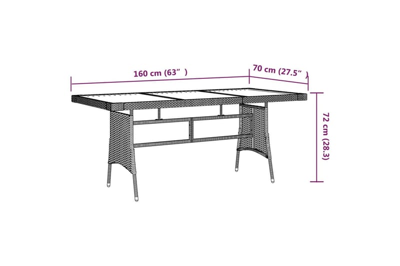 Hagebord grå 160x70x72 cm polyrotting og heltre akasie - Grå - Spisebord ute