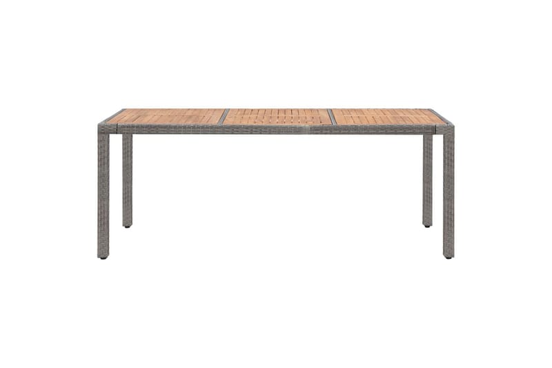 Hagebord grå 190x90x75 cm polyrotting og heltre akasie - Grå - Spisebord ute