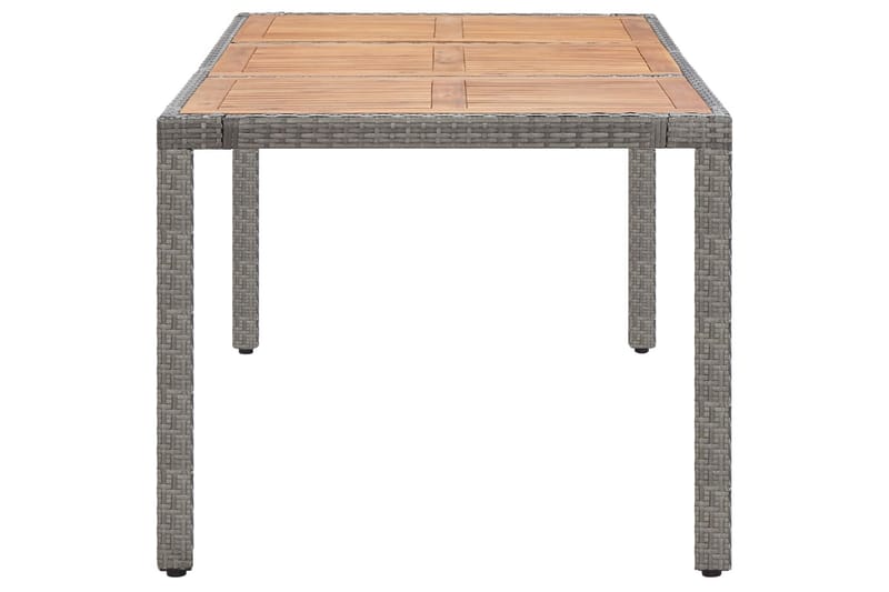 Hagebord grå 190x90x75 cm polyrotting og heltre akasie - Grå - Spisebord ute
