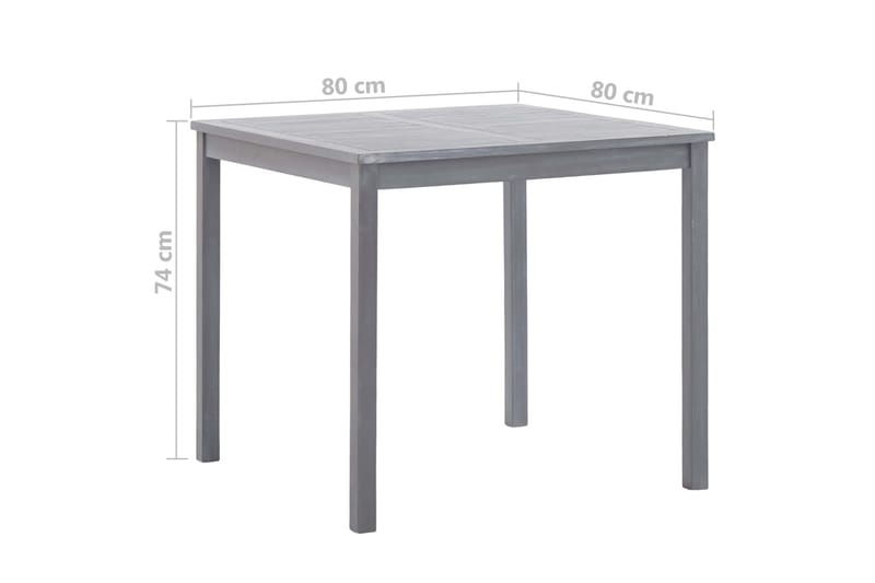 Hagebord grå 80x80x74 cm heltre akasie -   - Spisebord ute