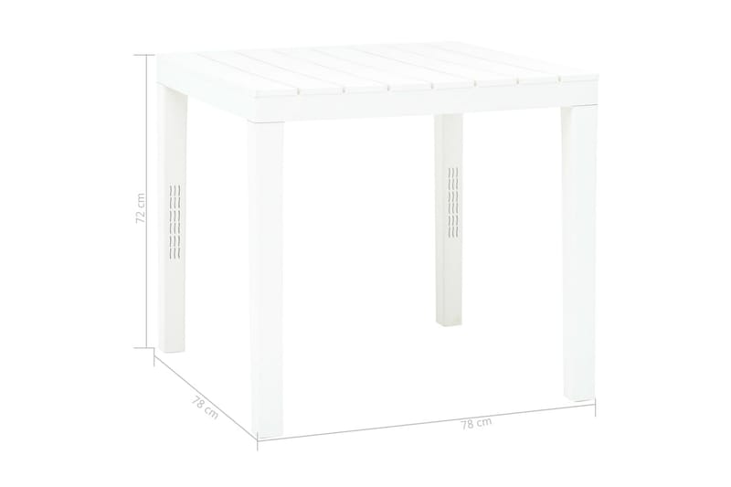 Hagebord hvit 78x78x72 cm plast - Hvit - Spisebord ute