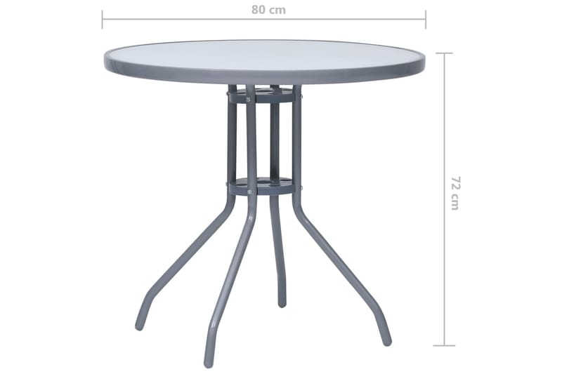 Hagebord lysegrå 80 cm stål og glass - Grå - Spisebord ute