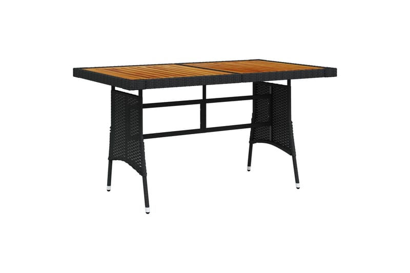 Hagebord svart 130x70x72 cm polyrotting og heltre akasie - Svart - Spisebord ute