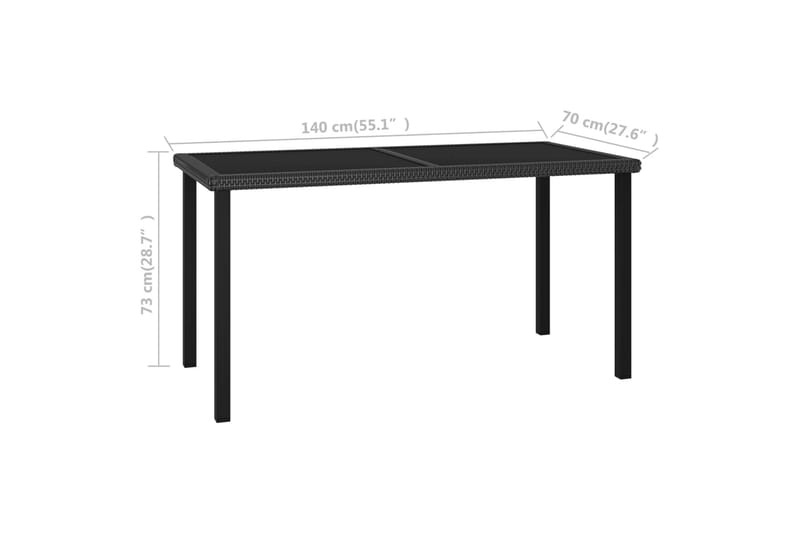 Hagebord svart 140x70x73 cm polyrotting - Svart - Spisebord ute