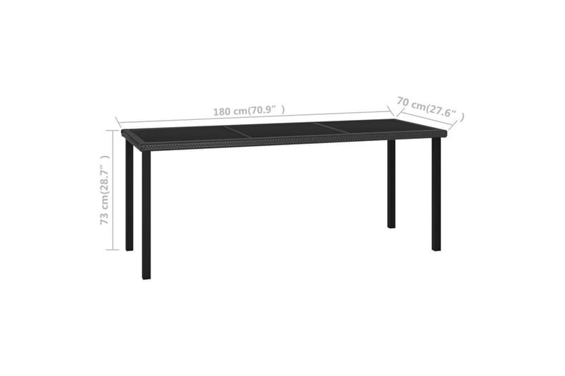 Hagebord svart 180x70x73 cm polyrotting - Svart - Spisebord ute