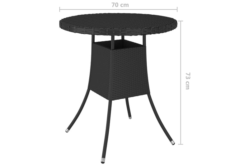Hagebord svart 70x70x73 cm polyrotting - Svart - Spisebord ute