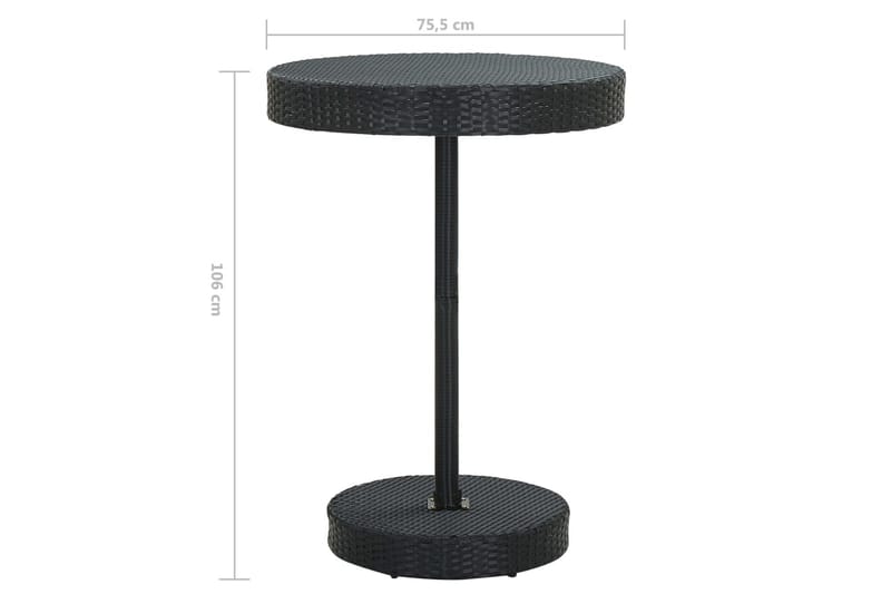 Hagebord svart 75,5x106 cm polyrotting - Svart - Spisebord ute