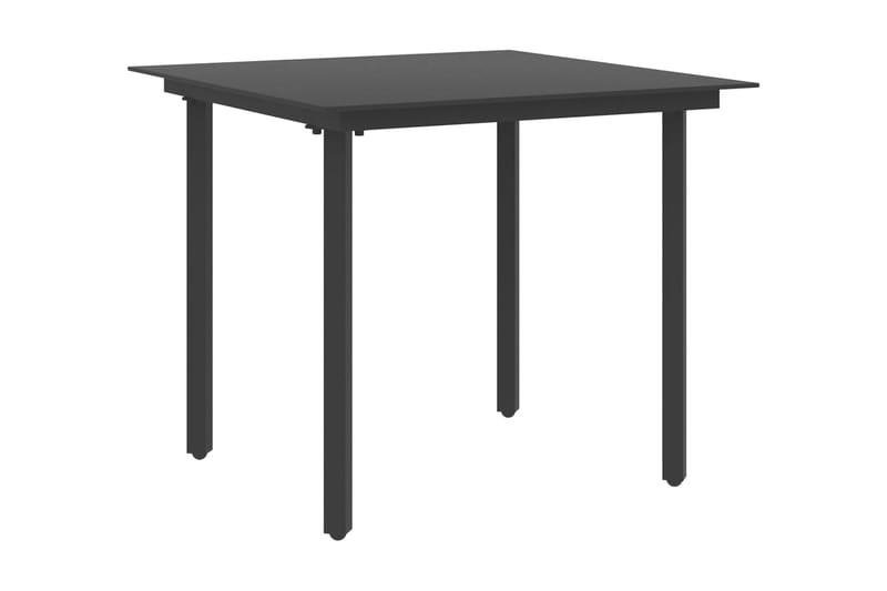 Hagebord svart 80x80x74 cm stål og glass - Svart - Spisebord ute