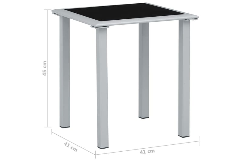 Hagebord svart og sølv 41x41x45 cm stål og glass - Silver - Spisebord ute