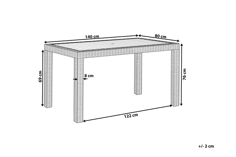 Hagebord Valderamo 140x80 cm - Grå - Spisebord ute