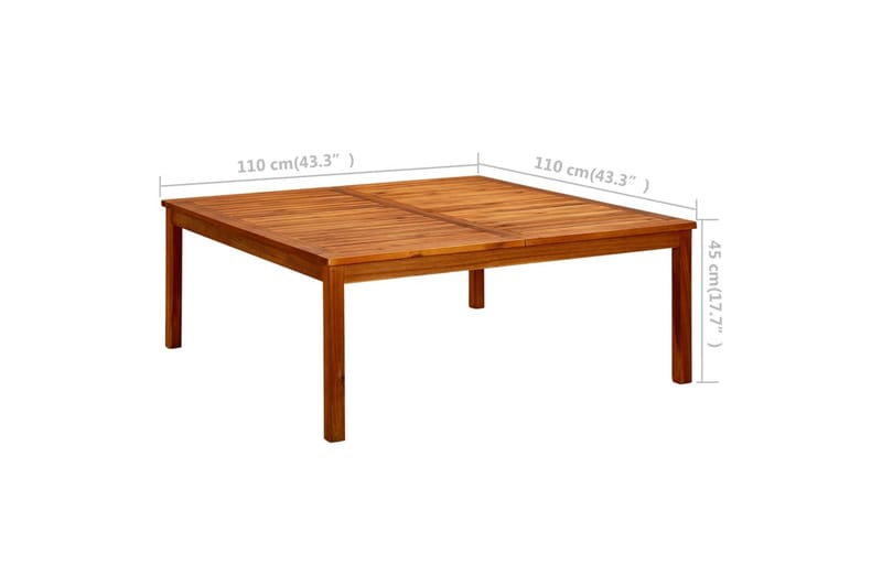 Hagesalongbord 110x110x45 cm heltre akasie - Brun - Spisebord ute