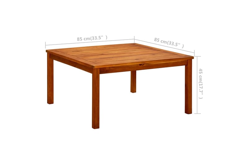 Hagesalongbord 85x85x45 cm heltre akasie - Brun - Spisebord ute