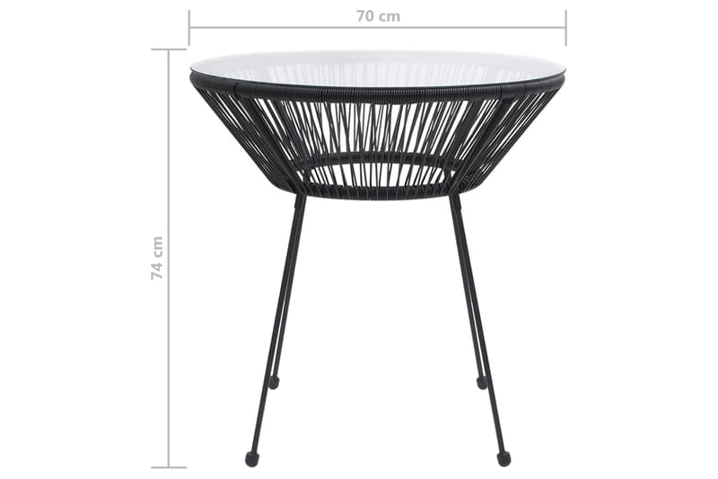 Hagespisebord svart 70x74 cm rotting og glass - Svart - Spisebord ute