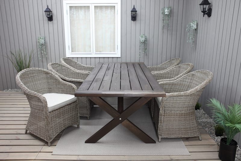 Hains Fasta Spisebord 220 cm - Brun - Hagemøbler & utemiljø - Hagebord - Spisebord ute