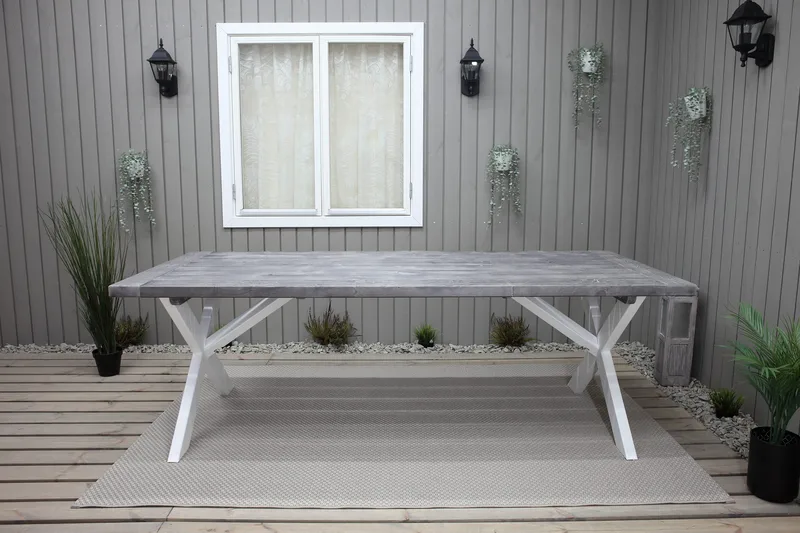 Hains Fasta Spisebord 220 cm - Svart/Grå/Hvit - Hagemøbler & utemiljø - Hagebord - Spisebord ute