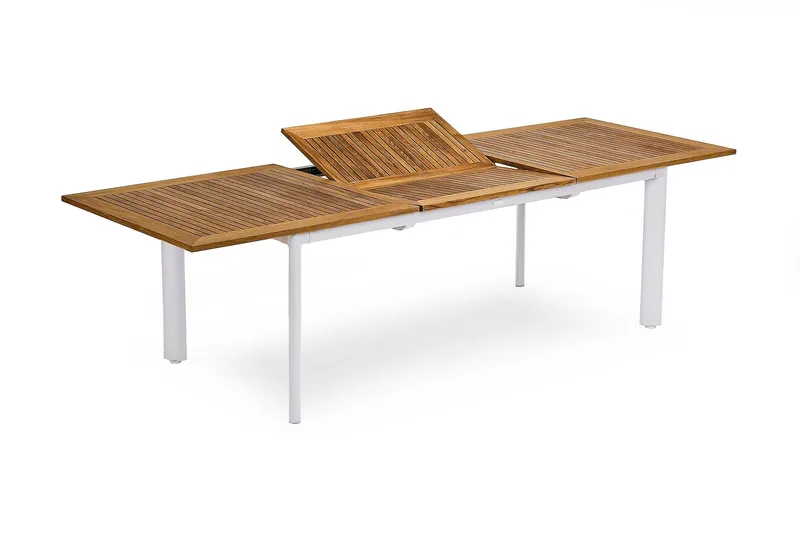 Hillerstorp Nydala spisebord utendørs uttrekkbart 200-280x96 cm teak/hvit, Hillerstorp